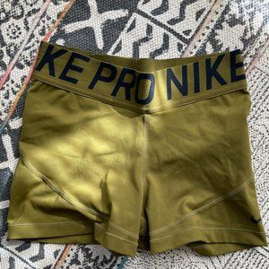 Small Nike 3" Dri-FIT High Waste Shorts: Olive Green